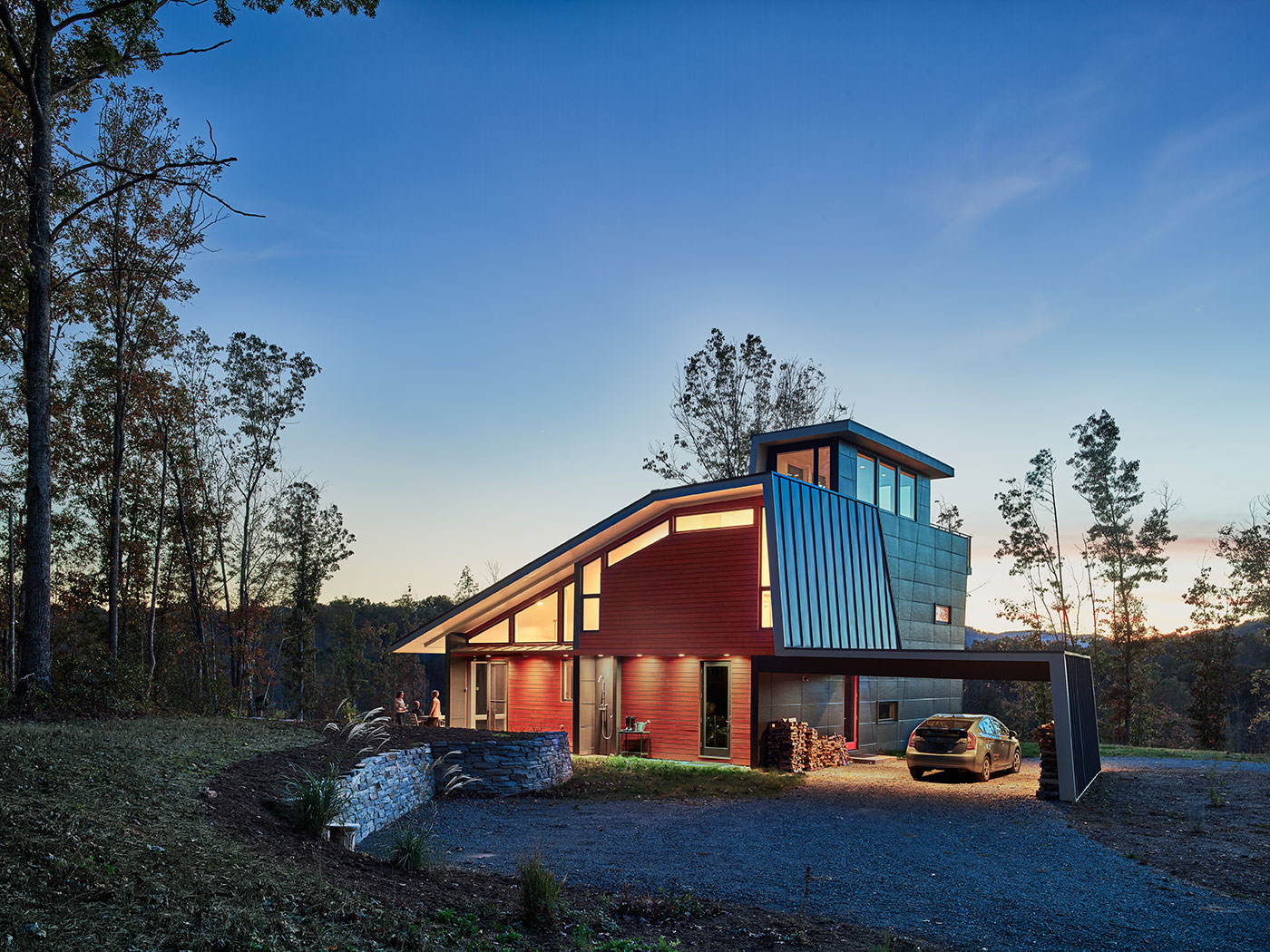 Charlottesville Net Zero Home With Standing Seam Metal Roof, Wood Shiplap and Hardipanel Siding by Virginia Residential Architect Chris Hays.